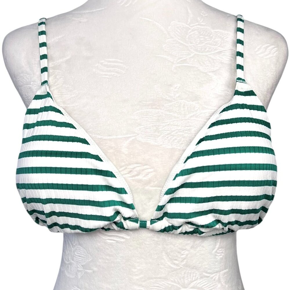 & Other Stories Striped Bikini Top Green White Swim Size 12